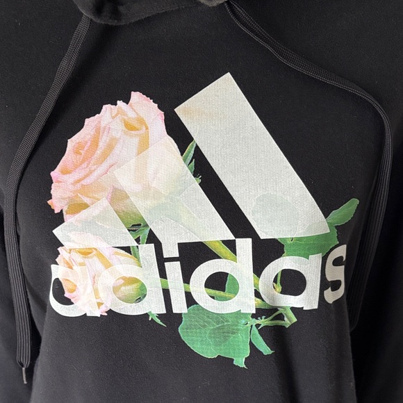 Adidas Black Hoodie with Floral Design - Picture 3 of 7